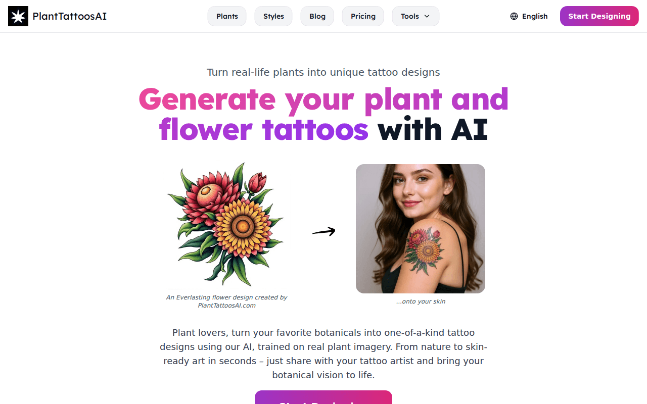 AI Plant Tattoo Generator