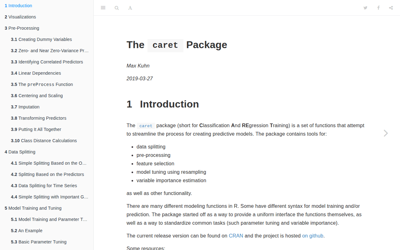 The caret Package