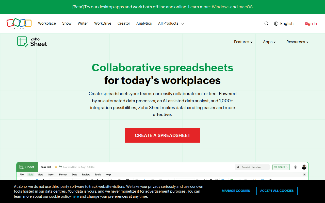 Zoho Sheet